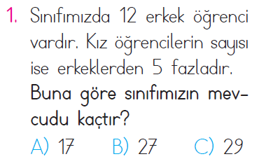 Toplama İşlemi Problemleri - 1 Testi