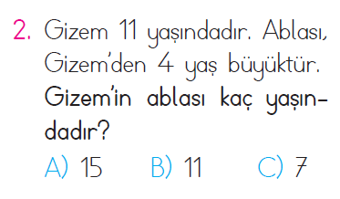 Toplama İşlemi Problemleri - 1 Testi