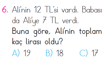 Toplama İşlemi Problemleri - 1 Testi